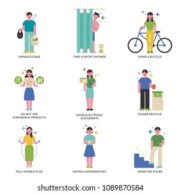 information for clean environment. flat design style vector illustration set