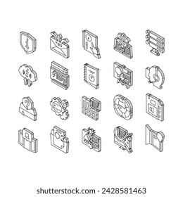 Information And Client Supporting isometric icons set. Brochure With Important Information And Call Service Support Or Advice, Guidance And Help, Handbook Literature And Manual Book Color