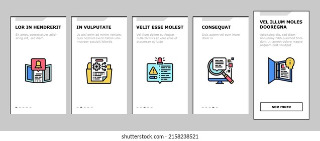Información Y Cliente Que Admita El Vector De Pantalla De La Página De Aplicación Móvil En Embarque. Folleto Con Información Importante Servicio De Llamadas O Asesoramiento, Guía , Manual de Literatura Manual de Ilustraciones de Libros