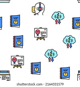 Information And Client Supporting Vector Seamless Pattern Thin Line Illustration
