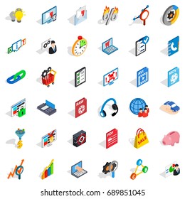 Information cloud icons set. Isometric style of 36 information cloud vector icons for web isolated on white background