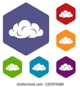 Information cloud icons vector colorful hexahedron set collection isolated on white