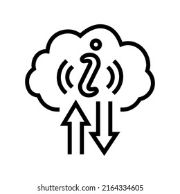 Icon-Vektorgrafik von Information Cloud-Speicherlinien. Informationswolkenspeicherzeichen. isoliertes Kontursymbol