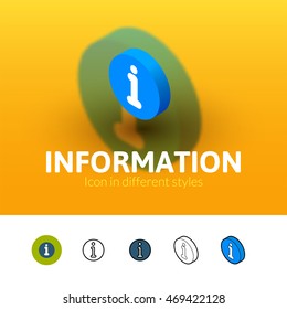 Information color icon, vector symbol in flat, outline and isometric style isolated on blur background