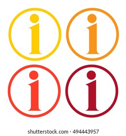 I Information Colorful Set Web Icon Flat Vector Illustration