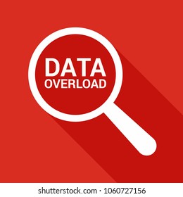 Information Concept: Magnifying Optical Glass With Words Data Overload. Vector illustration 