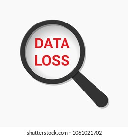 Information Concept: Magnifying Optical Glass With Words Data Loss. Vector illustration