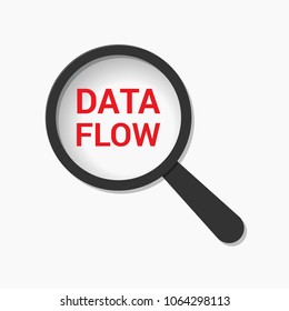 Information Concept: Magnifying Optical Glass With Words Data Flow. Vector illustration