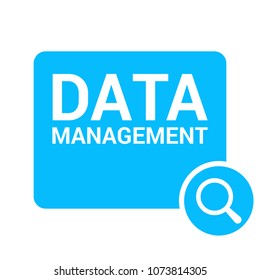 Information Concept: Magnifying Optical Glass With Words Data Management. Vector illustration