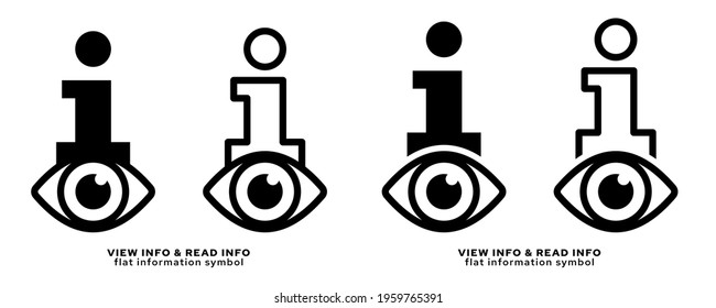 Information conceptual icon. Character set. Small letter with an eye - a symbol of information viewing. Vector elements.