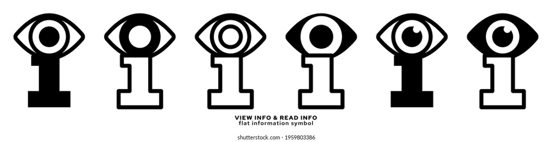 Information conceptual icon. Character set. Small letter with an eye - a symbol of information viewing. Vector elements.