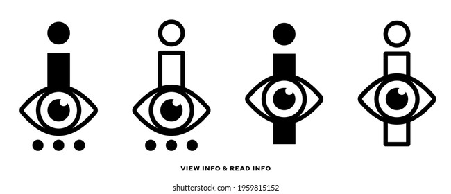 Information conceptual icon. Character set. Small letter with an eye - a symbol of information viewing. Vector elements.