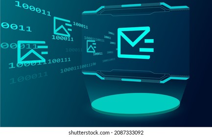 Information connection communication on virtual interface technology background, Abstract technology background, Hi-tech communication concept futuristic digital innovation background.