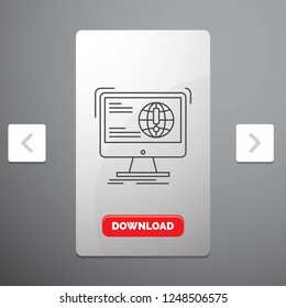 information, content, development, website, web Line Icon in Carousal Pagination Slider Design & Red Download Button