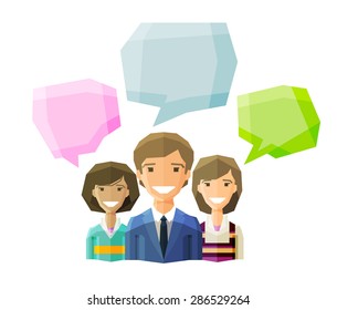 information, conversation, opinion  vector logo design template. discussion, debate, deliberation, consideration, negotiation or business people icon. flat illustration