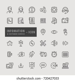 Information & Customer Service icon set, icons modern design style