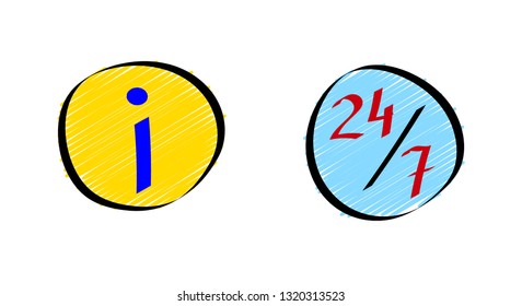 Information customer support 24/7 icons set. Hot line concept. Vector illustration