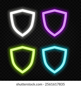 Information data and network protection, cyber system security digital shield, futuristic technology with blue neon glow in the smoke, vector business background.
