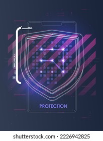 Information data and network protection. Shield protect icon. Internet privacy and safety. future tech technology business security system
