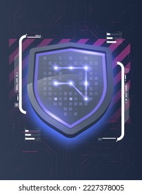 Information data and network protection. Shield protect icon. Internet privacy and safety. future tech technology business security system