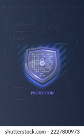 Information data and network protection. Shield protect icon. Internet privacy and safety. future tech technology business security system