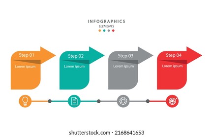 Information data sign for presentation. Business infographic with 4 step. Vector illustration.