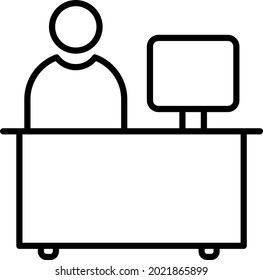 Information Desk Free Vector Line Icon Design
