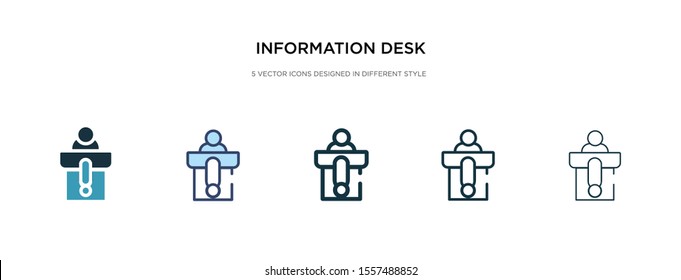 information desk icon in different style vector illustration. two colored and black information desk vector icons designed in filled, outline, line and stroke style can be used for web, mobile, ui