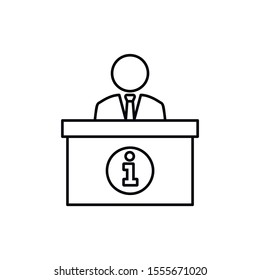 Information desk icon. High quality black outline pictogram for web site design and mobile apps. Vector illustration on a white background.