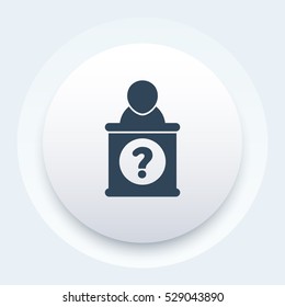 information desk icon, info support sign, vector illustration