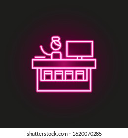 Information, desk neon style icon. Simple thin line, outline vector of travel icons for ui and ux, website or mobile application