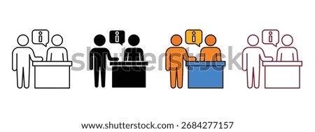 Information desk, reception linear icon vector. seamless assistance and guidance for all visitors symbol. vector illustration.