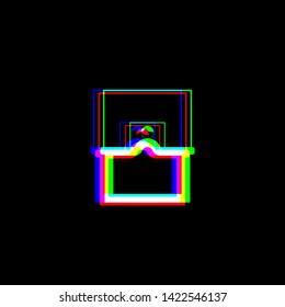 Information Desk sign. Red, green and blue unfocused contour icon at black background. Illustration.