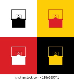 Information Desk sign. Vector. Icons of german flag on corresponding colors as background.