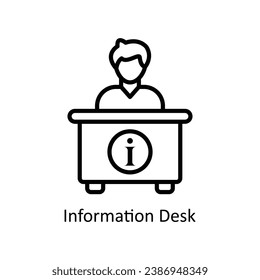 Ilustración de diseño de iconos del contorno vectorial de la mesa de información. Símbolo de negocio y administración sobre archivo EPS 10 en fondo blanco
