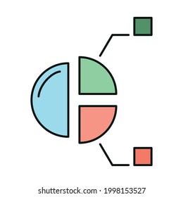 Concepto de diagrama de información, icono de tecnología informática de base de datos en línea, ilustración de vector plano de contorno de información, aislado en blanco. Concepción de herramienta moderna de servidor web.