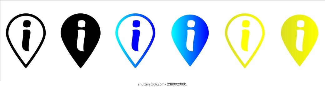 Information. Different styles, color, more information. Vector icons.