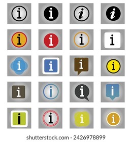 Information. Different styles, color, more information. Vector icons.