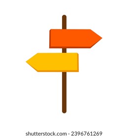 Signo de flecha de dirección de información. Orientación, navegación, conceptos de puntero. Ilustración aislada de diseño vectorial plano.