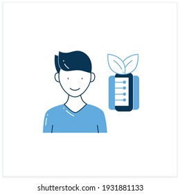 Information ecology flat icon. Modeling info processes in human systems. Information overload concept. Vector illustration