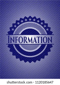 Information emblem with denim texture