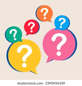 Information exchange icon, FAQ, help, question and information bubble mark. Colorful vector illustration
