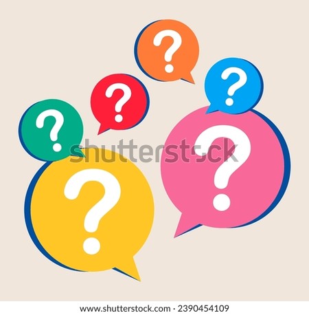 Information exchange icon, FAQ, help, question and information bubble mark. Colorful vector illustration
