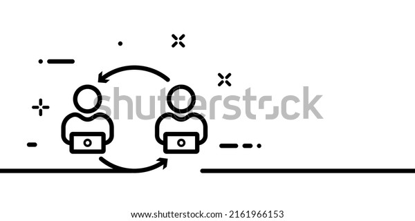 Information exchange line icon.\
teamwork, group, company, employee, partner, data. Business\
concept. One line style. Vector line icon for Business and\
Advertising.