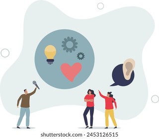 Information exchange with precise and clear context presentation ability.flat vector illustration.