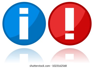 Information and exclamation mark sign, icon set