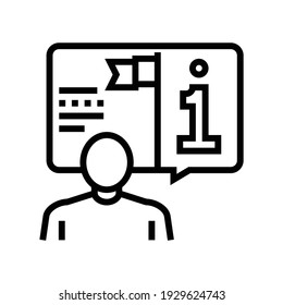 vector de icono de línea de expertos de información. signo del experto en información. símbolo de contorno aislado ilustración negra