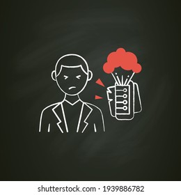 Information explosion chalk icon. Rapid increase in amount of published information or data. Information overload concept. Isolated vector illustration on chalkboard