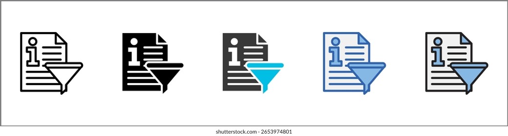 Extração de Informações Icon Pack Ilustração Multiestilo