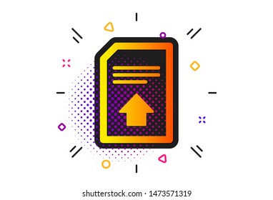 Information File sign. Halftone circles pattern. Upload Document icon. Paper page concept symbol. Classic flat upload file icon. Vector